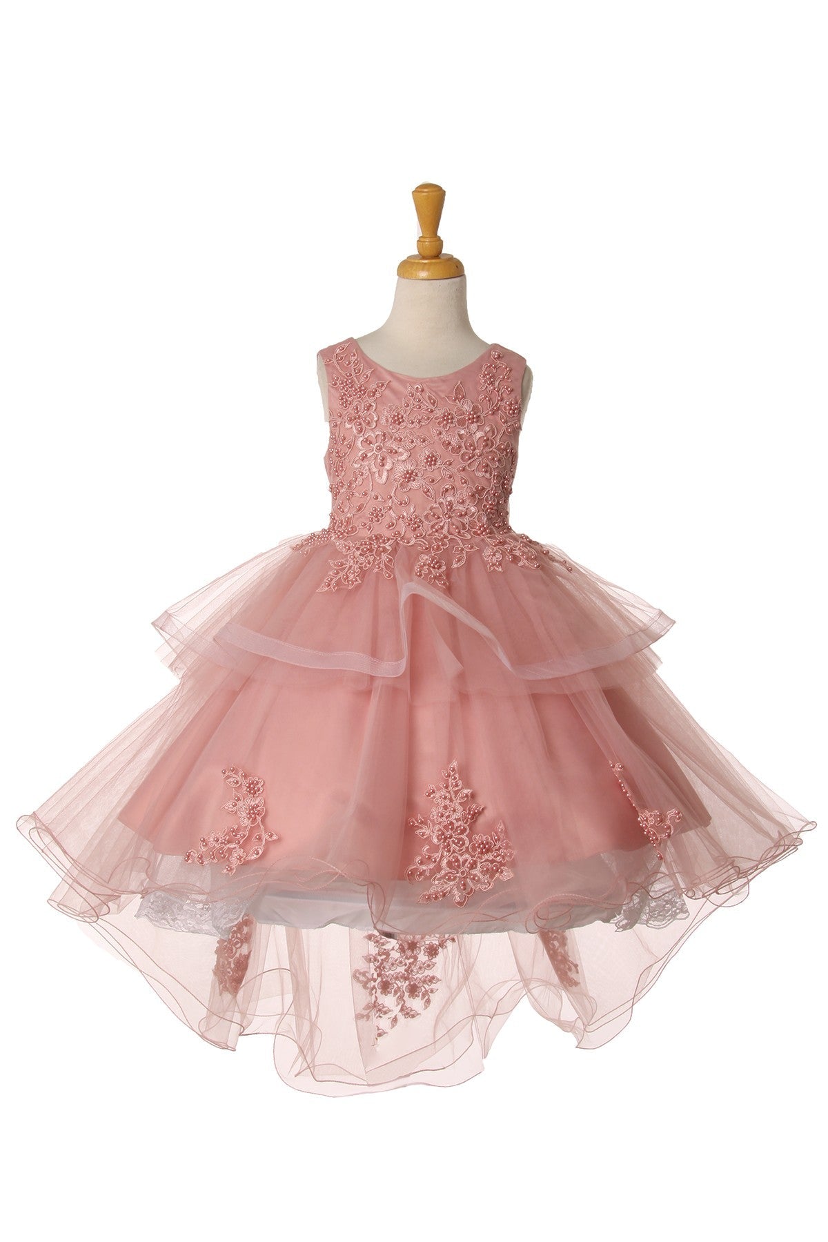 Elegant Hand-Crafted Lace Appliques Sequin Beads Short Kids Dress CU9120 Elsy Style Kids Dress