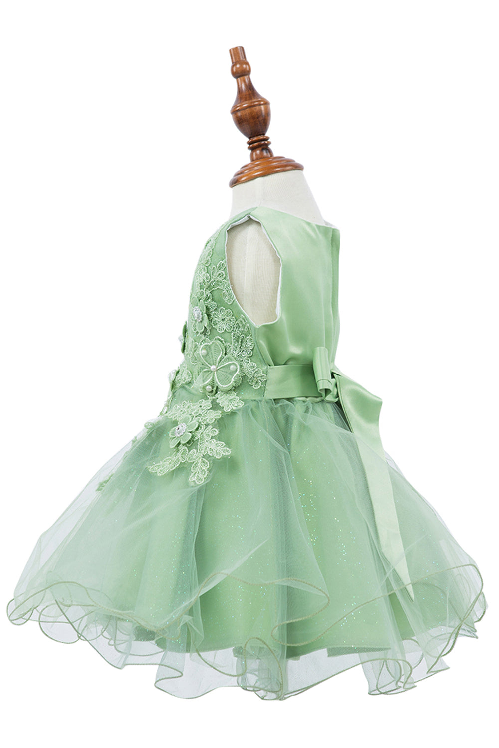 Elegant Lace Glitter Tulle Rhinestone 3D Flowers Cotton Lining Short Kids Dress CU9110 Elsy Style Kids Dress