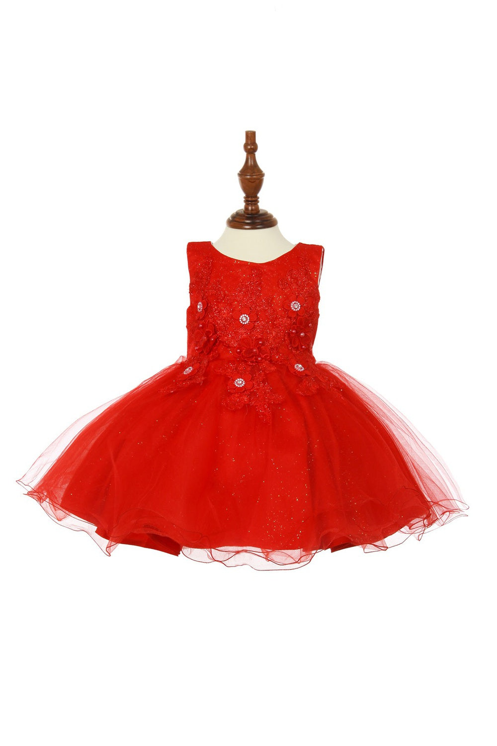 Elegant Lace Glitter Tulle Rhinestone 3D Flowers Cotton Lining Short Kids Dress CU9110 Elsy Style Kids Dress