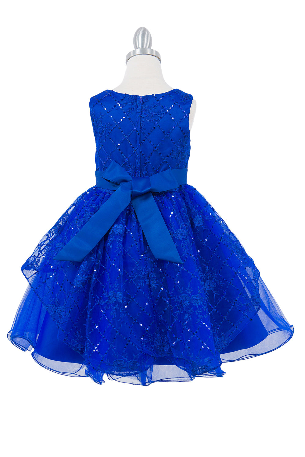 Elegant Sleeveless Sequin Top Ribbon Waistline Layered Skirt Kids Dress CU9131 Elsy Style Ball Gown