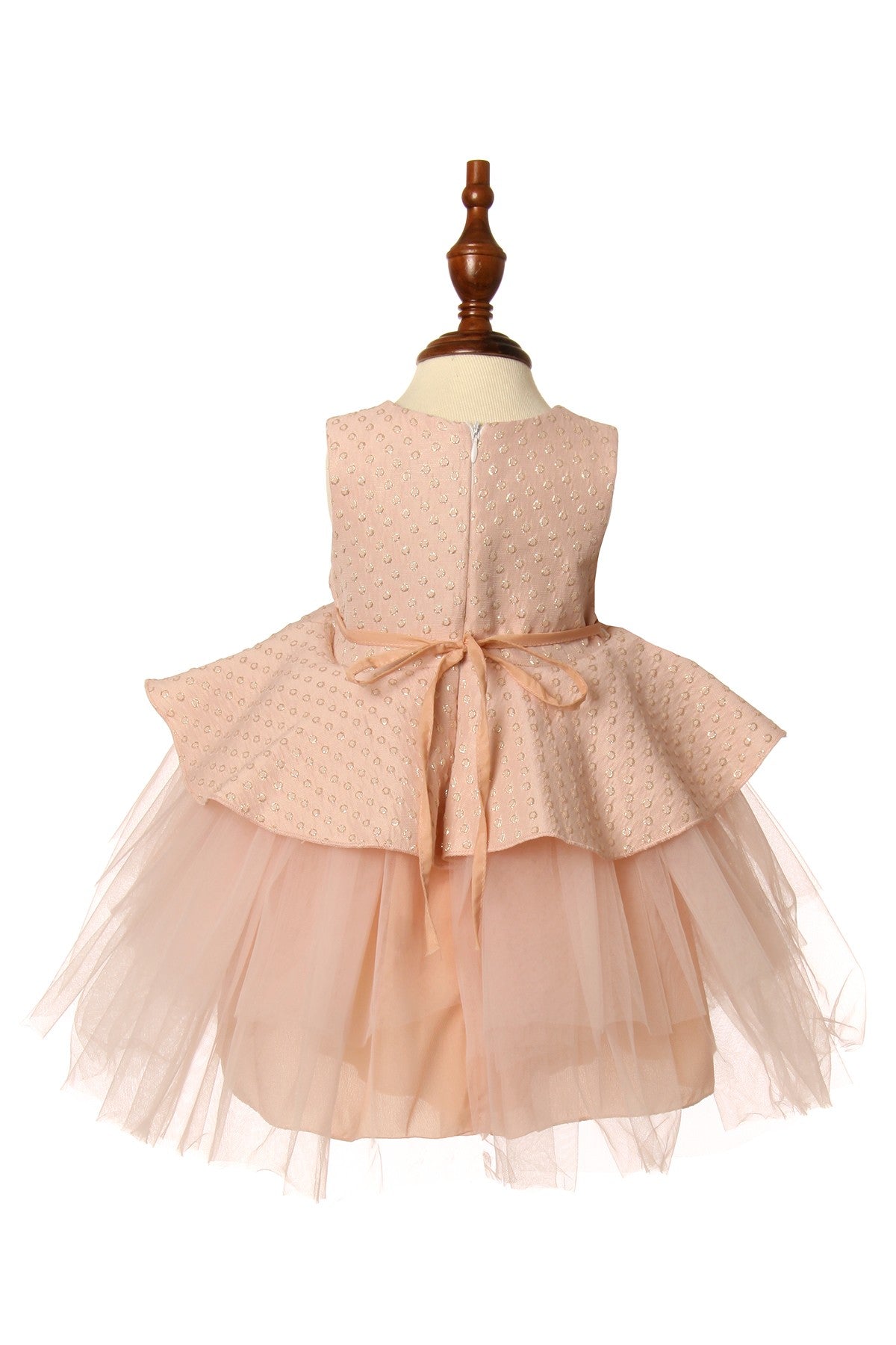 Elegant Soft Tulle Skirt Embossed Jacquard Top Short Kids Dress CU9115B Elsy Style Kids Dress