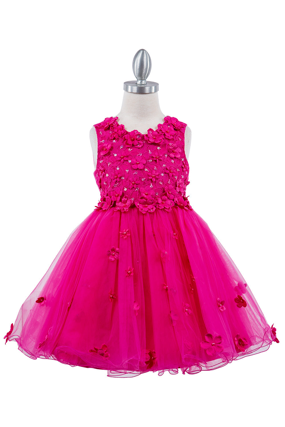 Elegant Tulle Embedded 3D Flower Kids Dress CU9219 Elsy Style Kids Dress