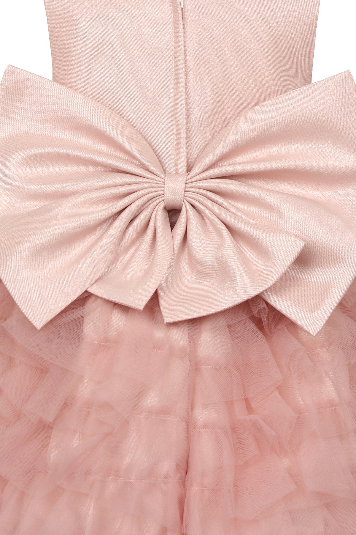 Elegant Tulle Ruffled With Bow Short Kids Dress CU9118B Elsy Style Kids Dress