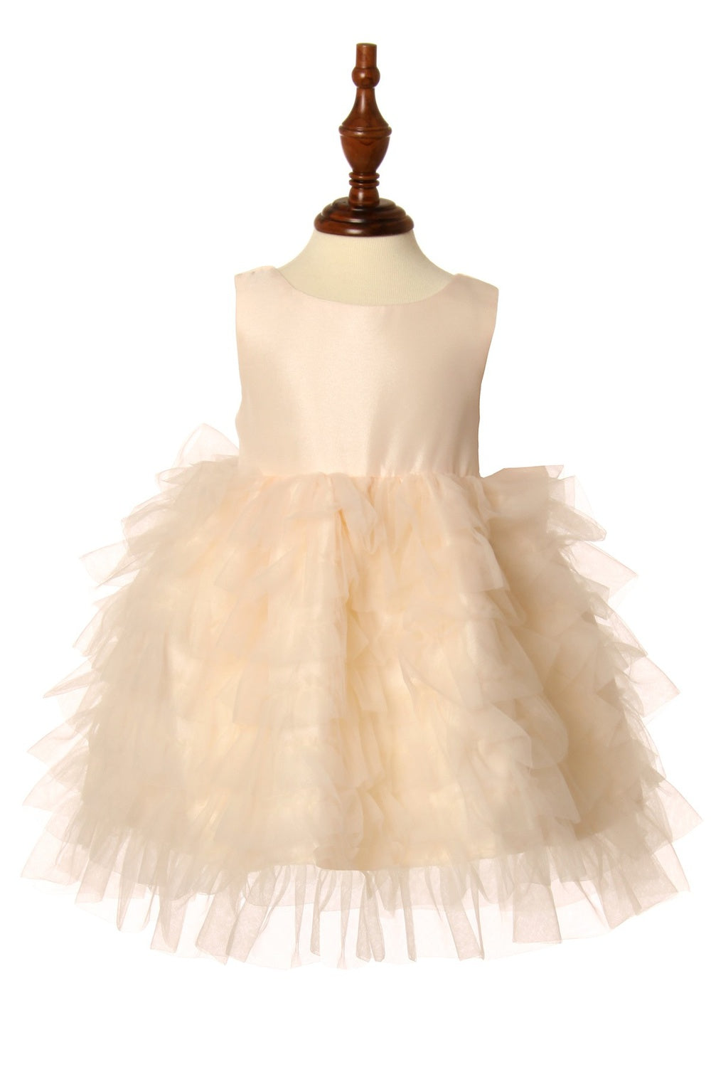 Elegant Tulle Ruffled With Bow Short Kids Dress CU9118B Elsy Style Kids Dress