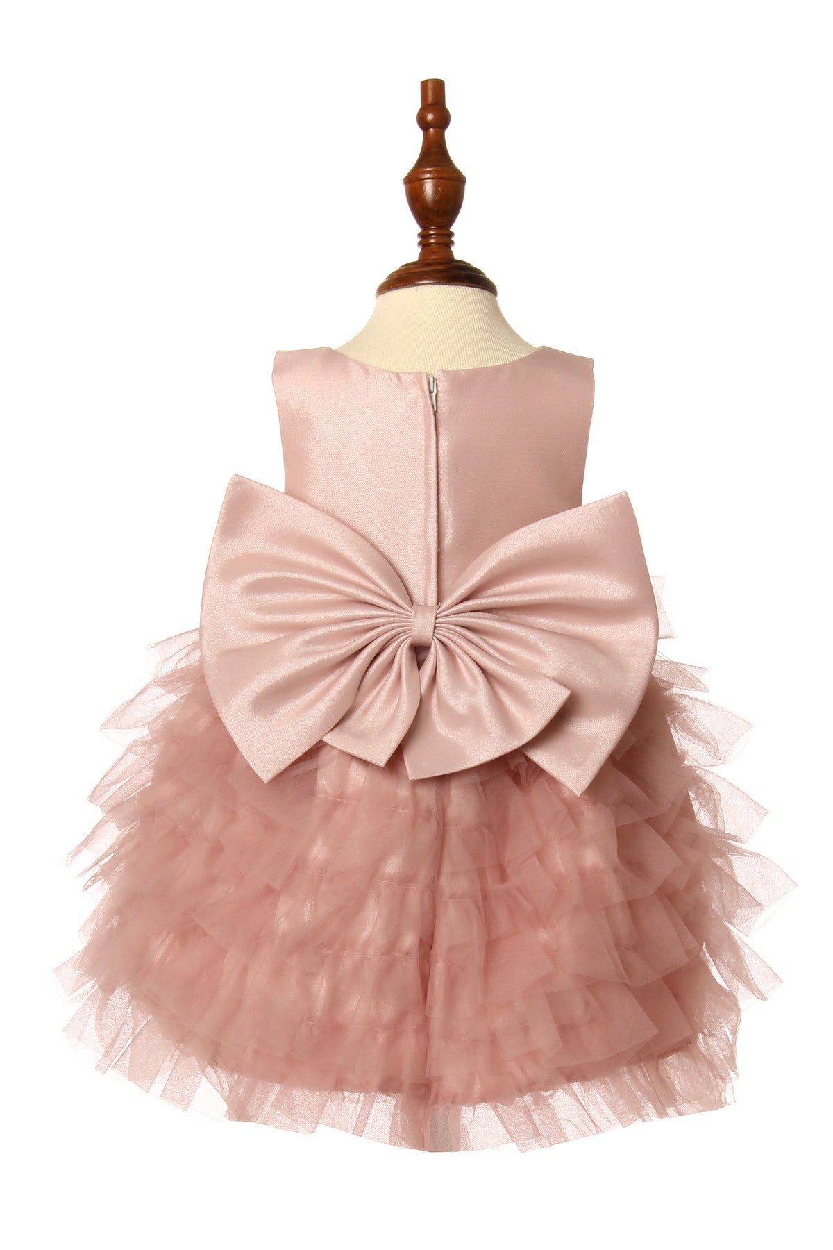 Elegant Tulle Ruffled With Bow Short Kids Dress CU9118B Elsy Style Kids Dress