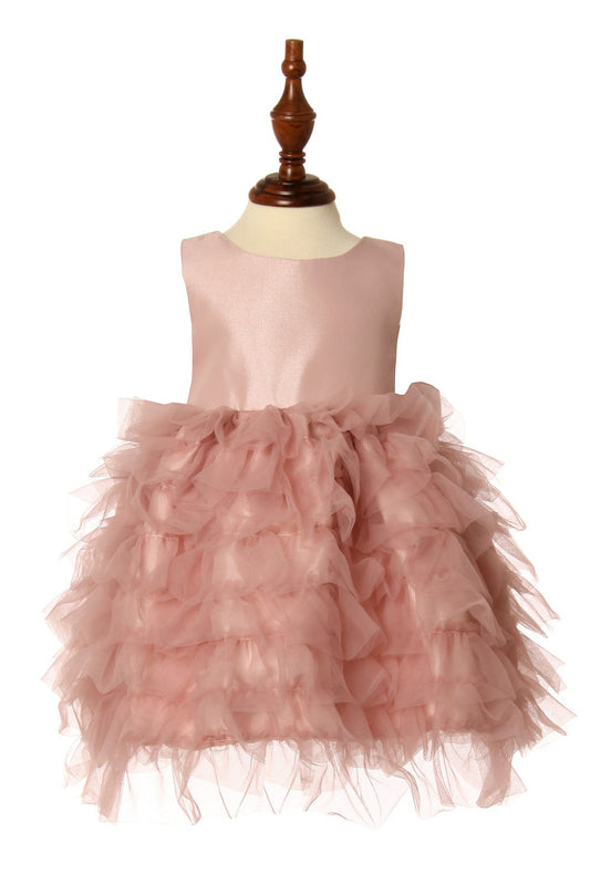 Elegant Tulle Ruffled With Bow Short Kids Dress CU9118B Elsy Style Kids Dress