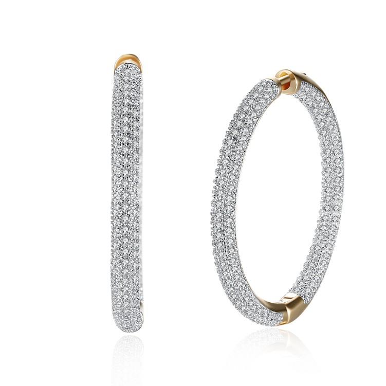 Elements Micro Pave' Hoop Earrings in 18K Gold Plated Elsy Style Earring