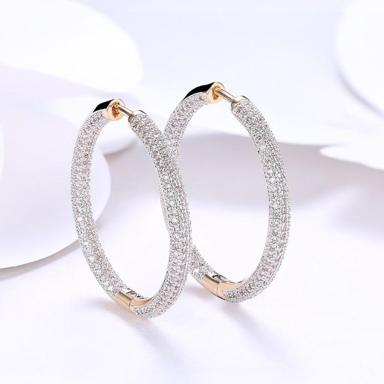 Elements Micro Pave' Hoop Earrings in 18K Gold Plated Elsy Style Earring