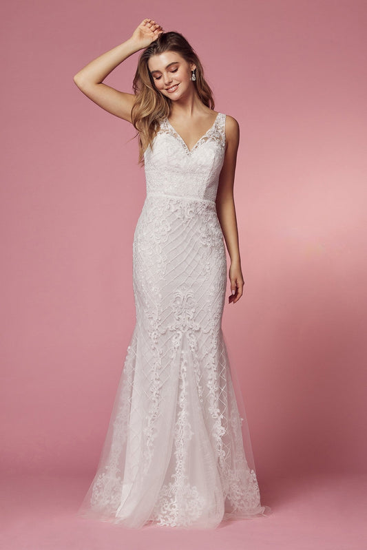 Embroidered Bodice Mermaid Long Wedding Dress NXA398W Elsy Style Wedding Dress