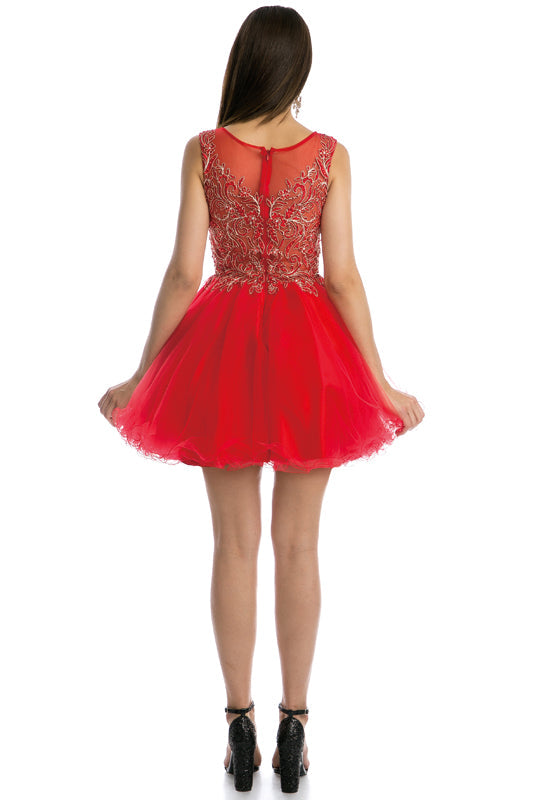 Embroidered Bodice Tulle Skirt Short Cocktail & Homecoming Dress JT789 Elsy Style Cocktail Dress