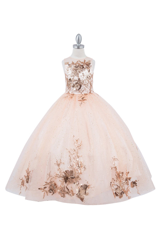 Embroidered Lace Corset Back Tulle Skirt Quinceanera Girl Dress CU5118X Elsy Style Kids Dress