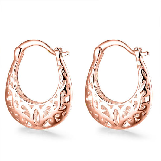 Filigree Leverback French Lock Earringin 18K Rose Gold Plated Elsy Style Earring