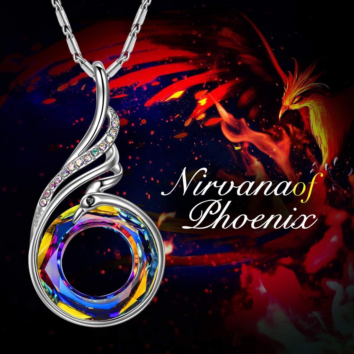 Flaming Phoenix Fire Swirl Necklace ITALY Design Elsy Style Necklace