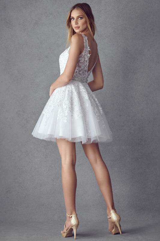 Floral Lace Applique Short Cocktail & Homecoming Dress JT853 Elsy Style Cocktail Dress