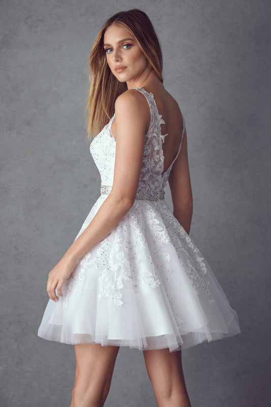 Floral Lace Applique Short Cocktail & Homecoming Dress JT853 Elsy Style Cocktail Dress