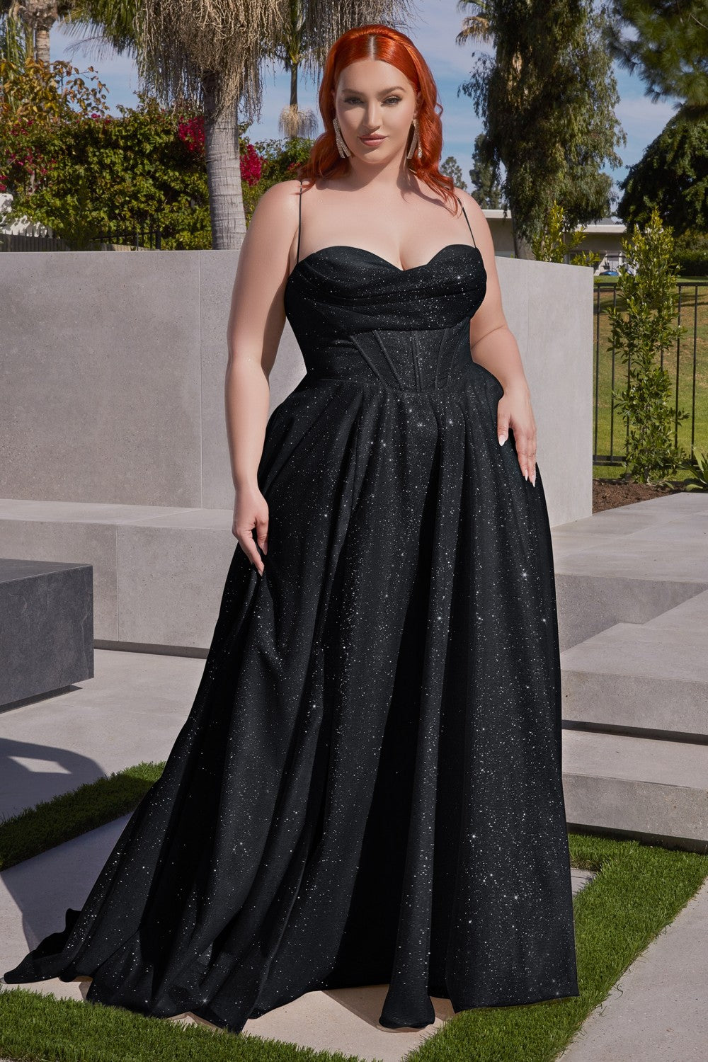 Glitter Shimmering Luxe Prom & Ball gown Spaghetti Strap Cowl Neck Formal Gown Sensual Shimmer Formal Cute Bridesmaid Dress CDCD252C Sale Elsy Style Evening Dress