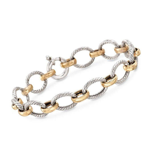 Gold and Silver Links Bracelet in 18K Gold Plated Elsy Style Bracelet