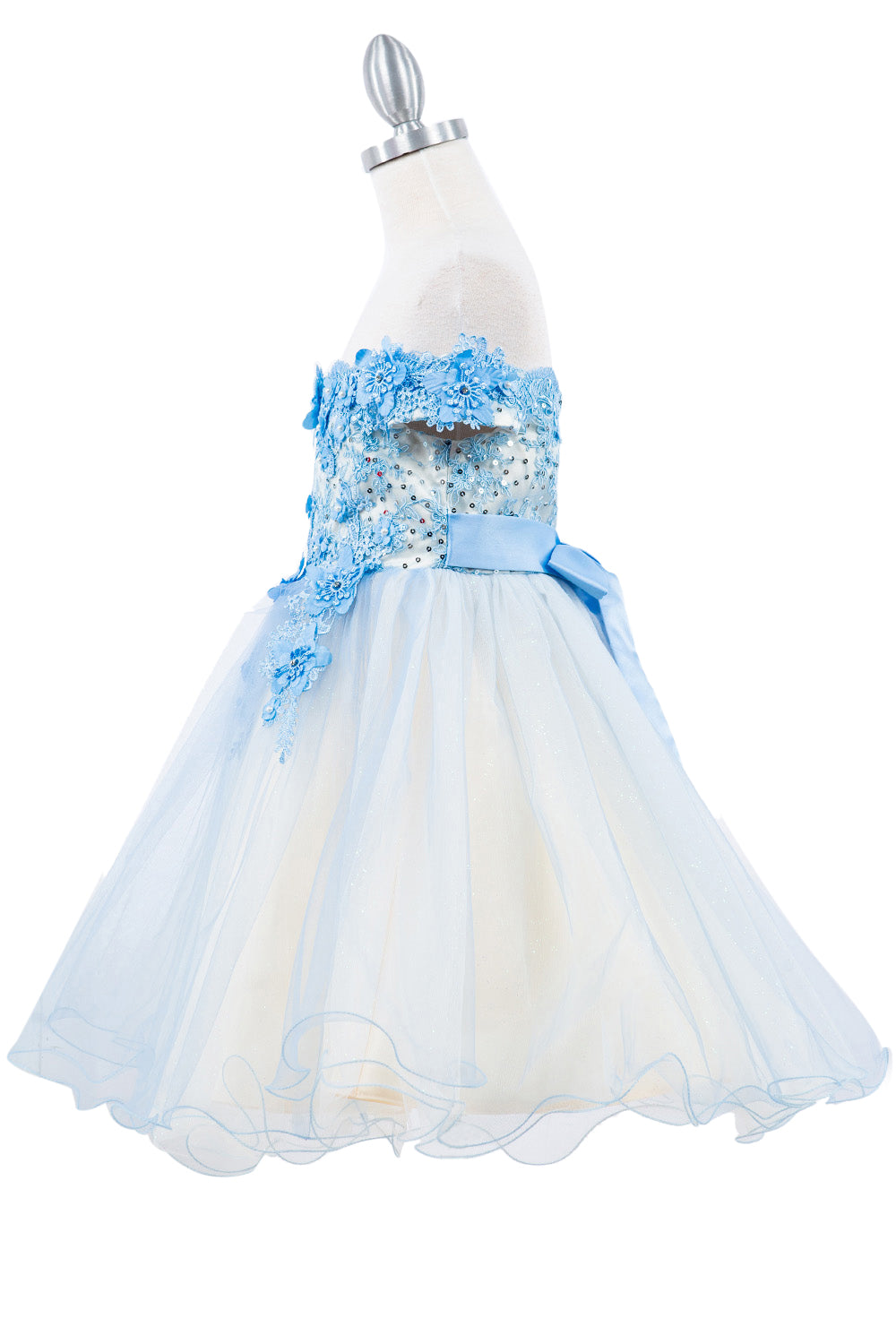 Gorgeous Off Shoulder Two Tone Lace Decorated in 3D Flowers Kids Dress CU9130 Elsy Style Kids Dress