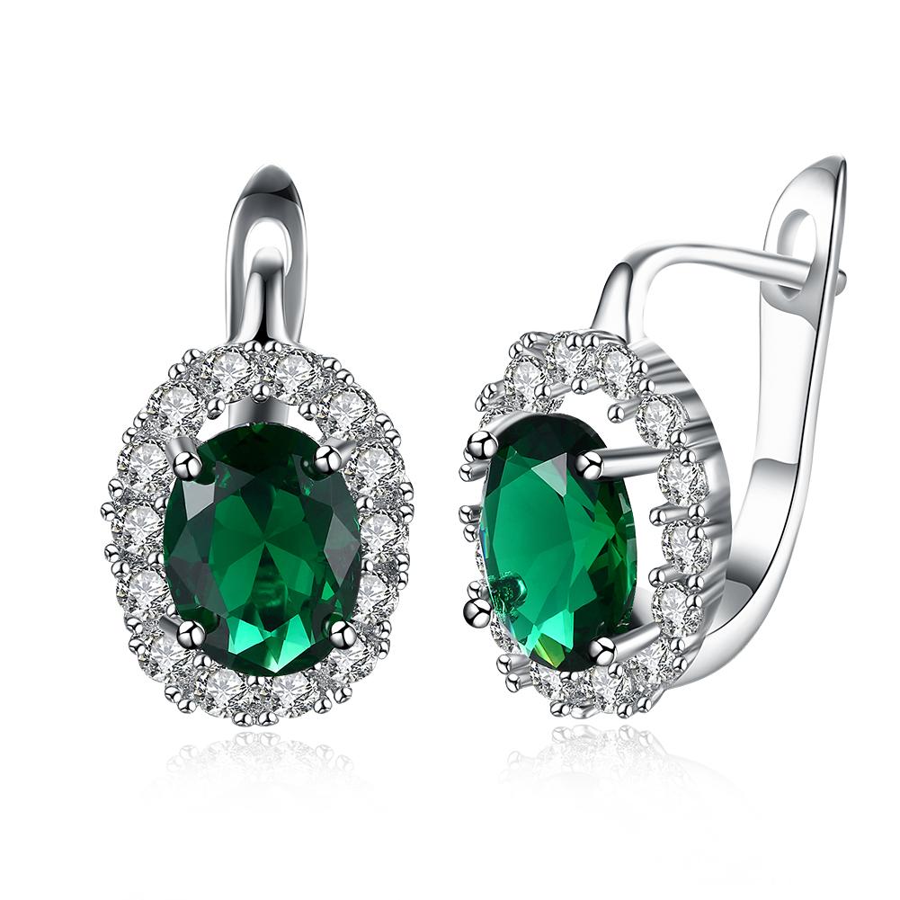 Green  Elements Leverback Earrings in 18K White Gold Elsy Style Earring