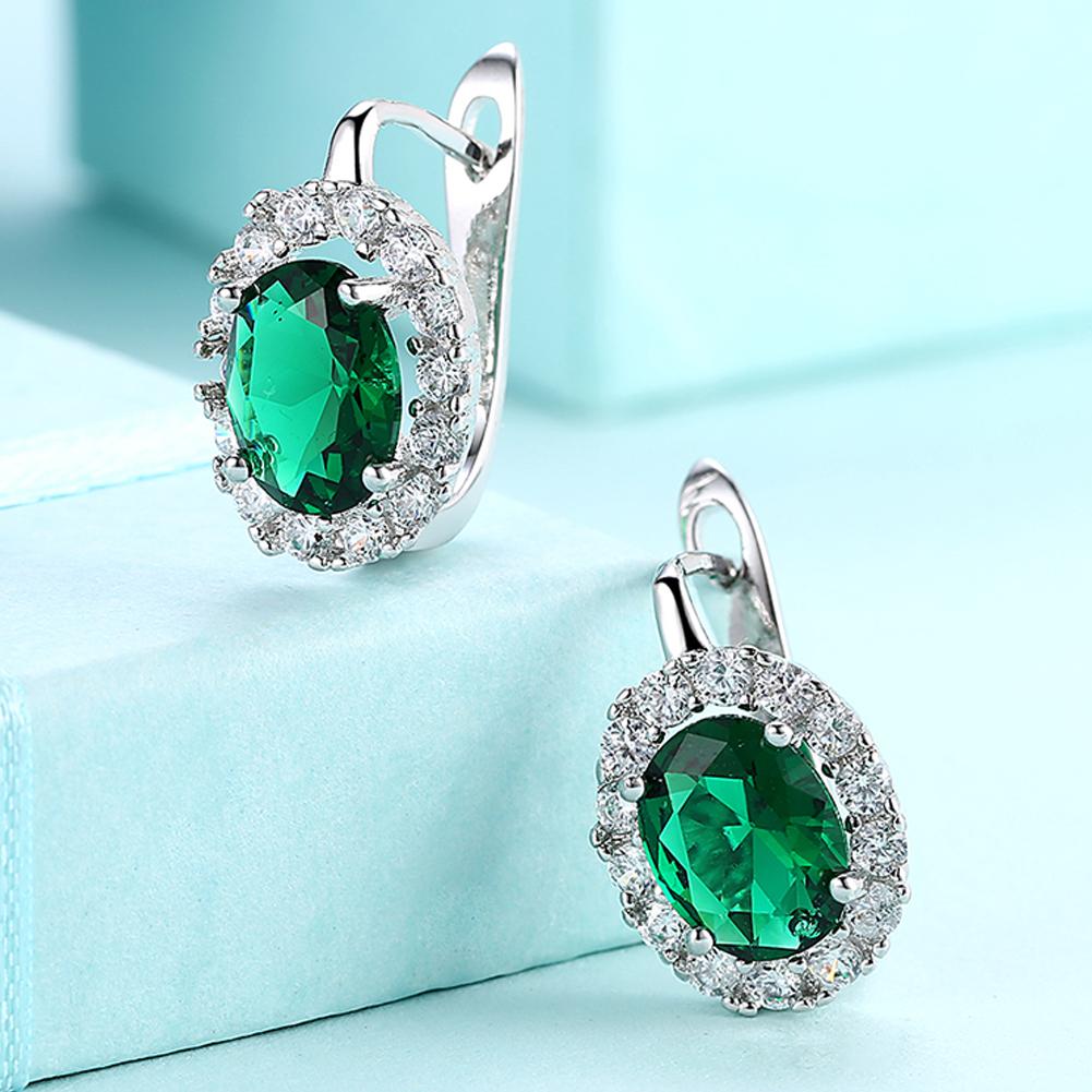 Green  Elements Leverback Earrings in 18K White Gold Elsy Style Earring