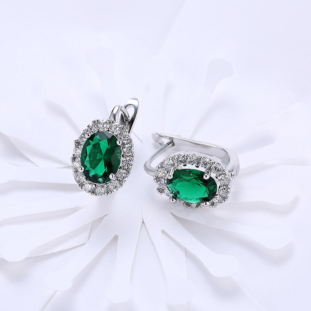 Green  Elements Leverback Earrings in 18K White Gold Elsy Style Earring