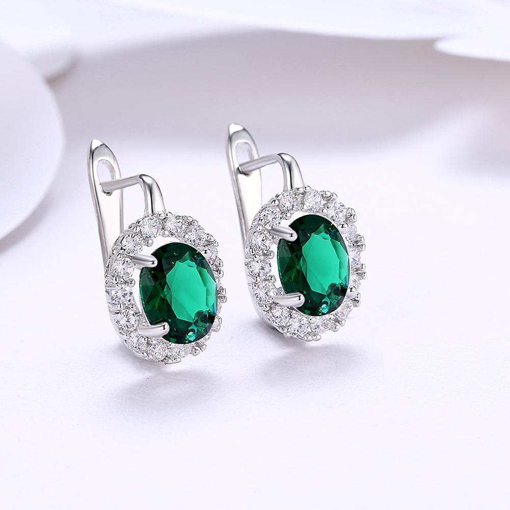 Green  Elements Leverback Earrings in 18K White Gold Elsy Style Earring