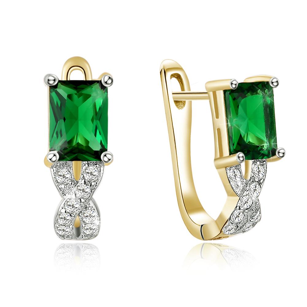 Green Emerald Cut  Twisted Earrings Elsy Style Earring