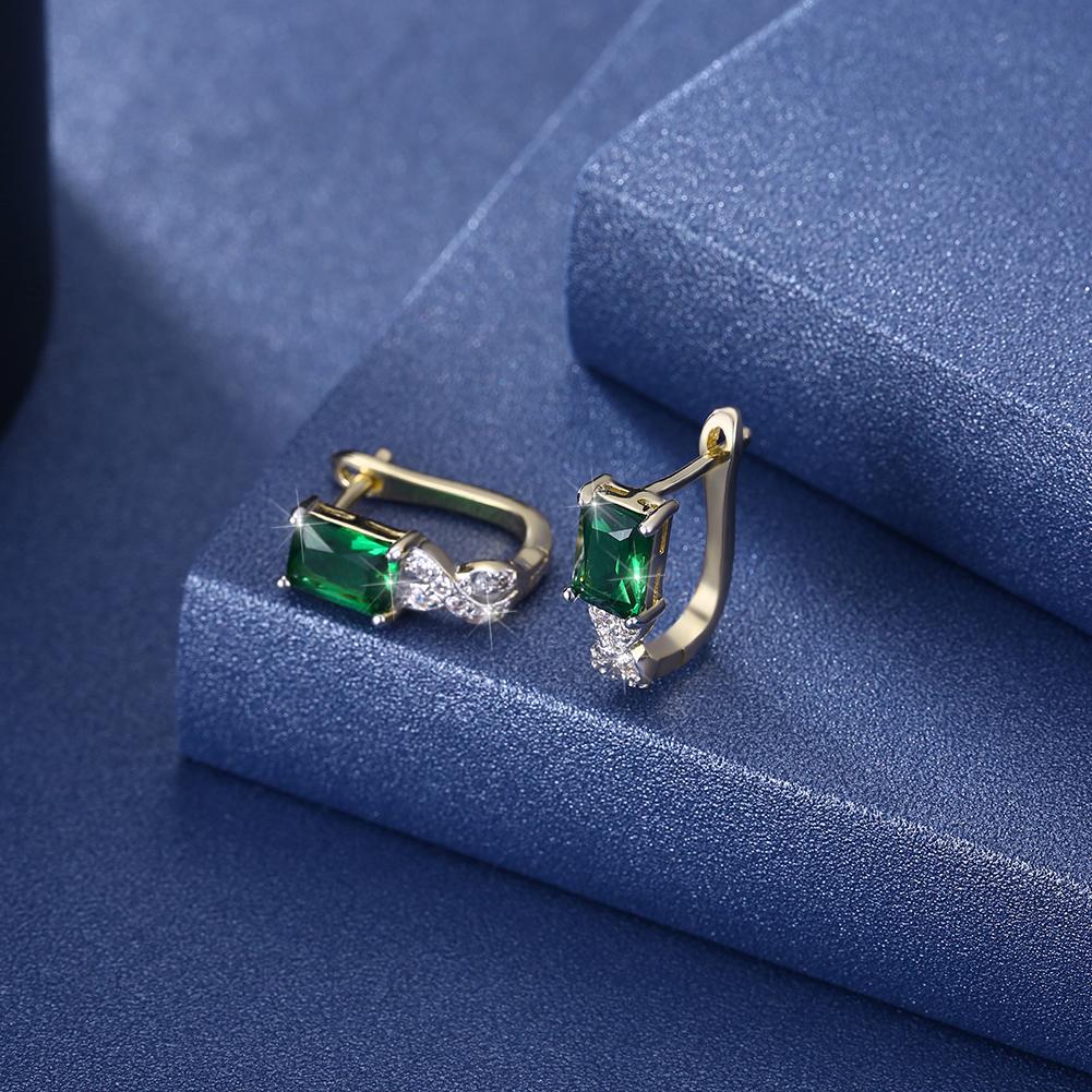 Green Emerald Cut  Twisted Earrings Elsy Style Earring