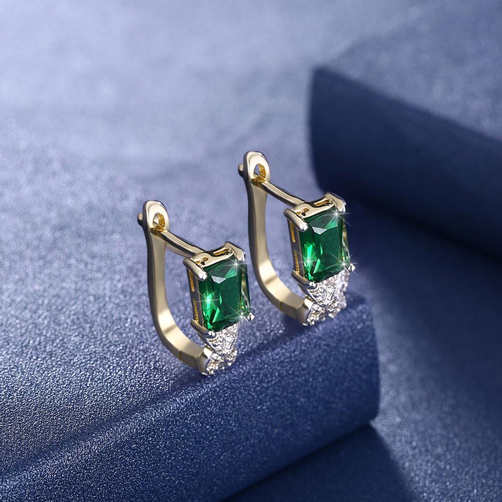 Green Emerald Cut  Twisted Earrings Elsy Style Earring