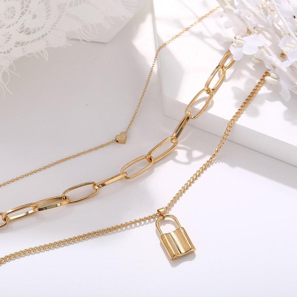 Heart Chain Lock Necklace 18K Gold Plated Necklace in 18K Gold Plated ITALY Design Elsy Style Necklace