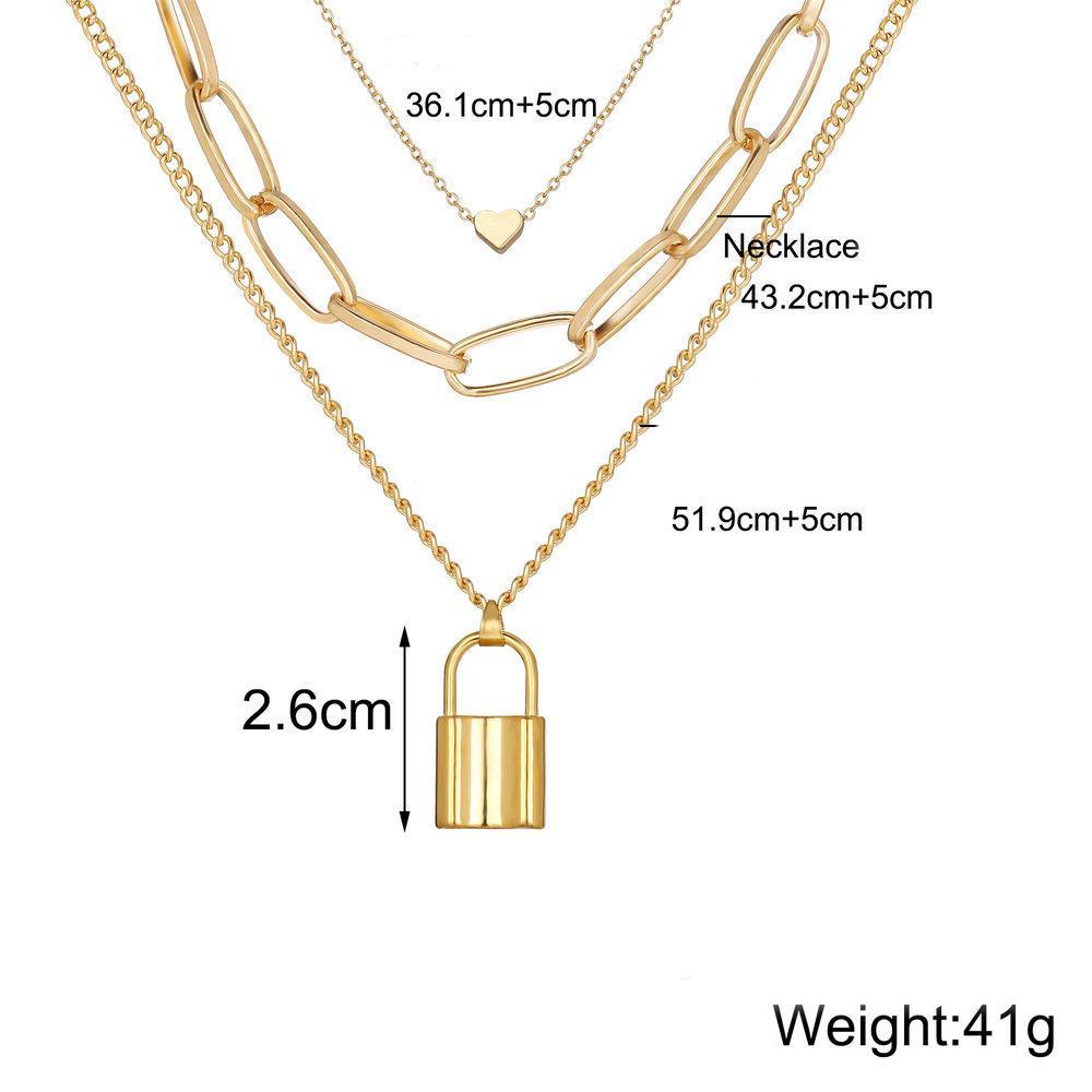 Heart Chain Lock Necklace 18K Gold Plated Necklace in 18K Gold Plated ITALY Design Elsy Style Necklace