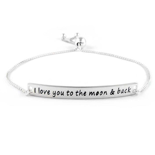 I Love you to the Moon & Back Silver Plated Bracelet Elsy Style Bracelet