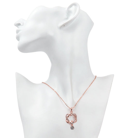 Intertwined Heart Necklace in 18K Rose Gold Plated  Crystals Elsy Style Necklace