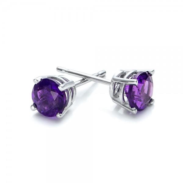 Iridescent Amethyst Gemstone 6mm Stud Earring 14K White Gold Plated - 1.00 CT Elsy Style Earring