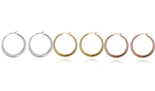 Italian-Made Gold Plated French Lock Hoop Earrings Elsy Style Earring