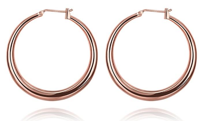 Italian-Made Gold Plated French Lock Hoop Earrings ITALY Design Elsy Style Earring