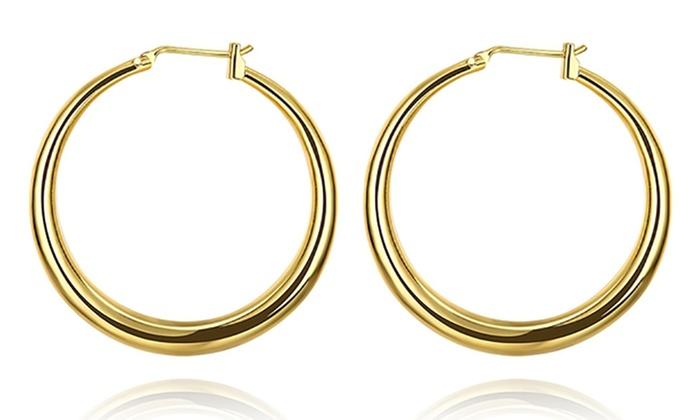 Italian-Made Gold Plated French Lock Hoop Earrings ITALY Design Elsy Style Earring