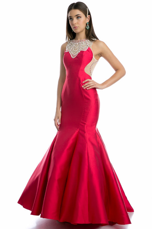 Jewel Neck High Neck Mermaid Long Prom Dress JT629 Elsy Style Prom Dress