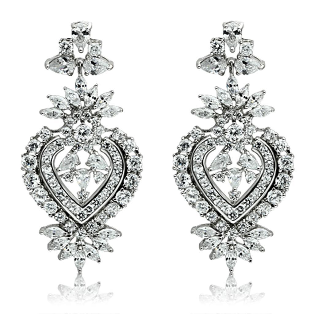 LO1447 - Rhodium Brass Jewelry Sets with AAA Grade CZ  in Clear Elsy Style Jewelry Sets