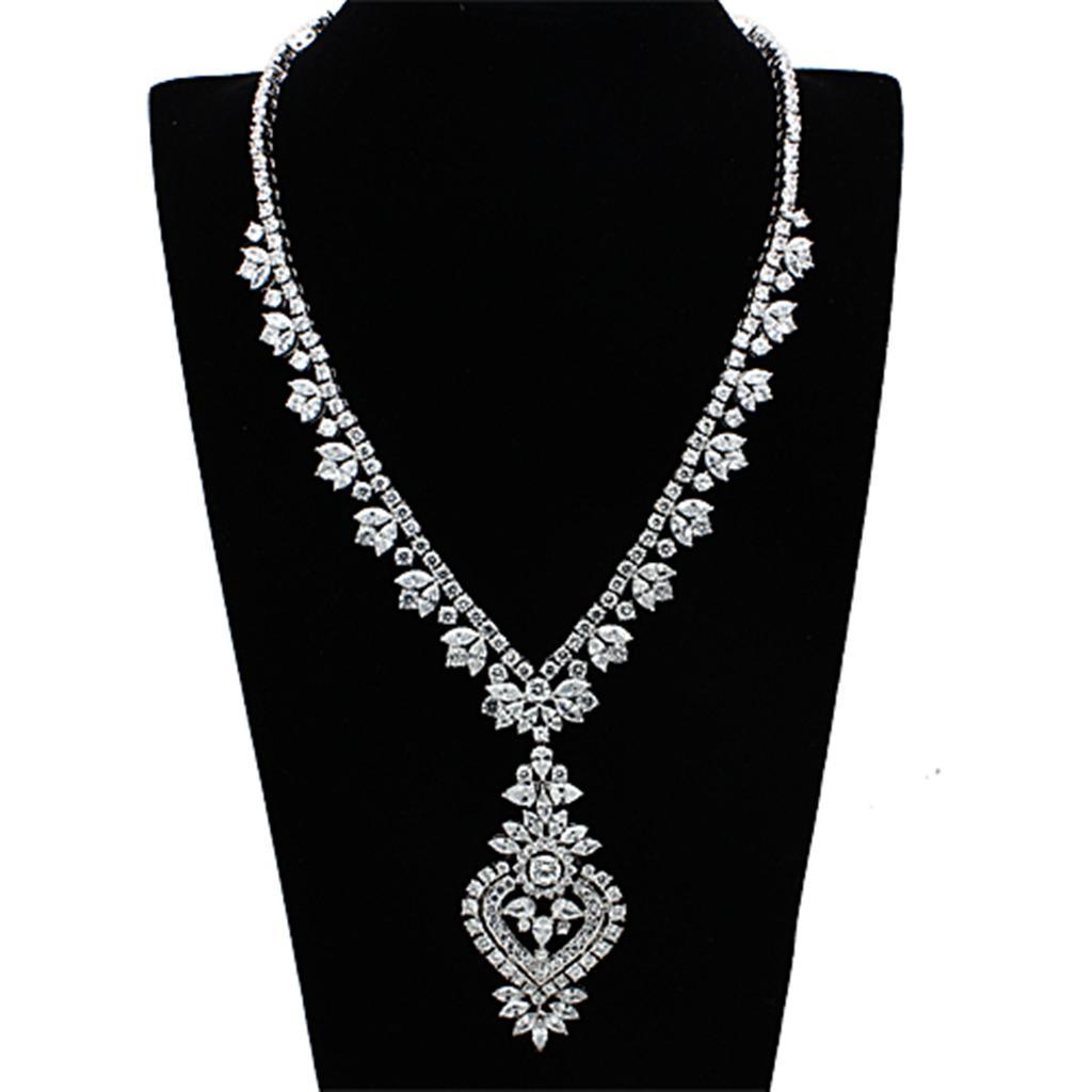 LO1447 - Rhodium Brass Jewelry Sets with AAA Grade CZ  in Clear Elsy Style Jewelry Sets