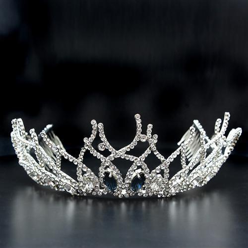 LO2106 - Imitation Rhodium Brass Tiaras & Hair Clip with Top Grade Crystal  in Montana Elsy Style Tiaras & Hair Clip