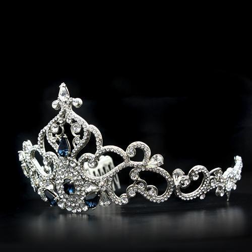 LO2110 - Imitation Rhodium Brass Tiaras & Hair Clip with Top Grade Crystal  in Montana Elsy Style Tiaras & Hair Clip