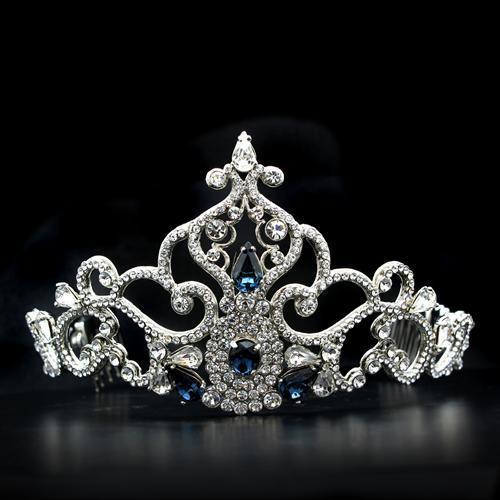 LO2110 - Imitation Rhodium Brass Tiaras & Hair Clip with Top Grade Crystal  in Montana Elsy Style Tiaras & Hair Clip