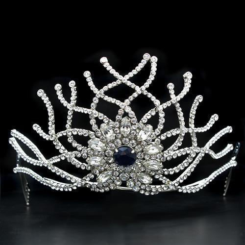 LO2111 - Imitation Rhodium Brass Tiaras & Hair Clip with Top Grade Crystal  in Montana Elsy Style Tiaras & Hair Clip