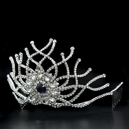 LO2111 - Imitation Rhodium Brass Tiaras & Hair Clip with Top Grade Crystal  in Montana Elsy Style Tiaras & Hair Clip