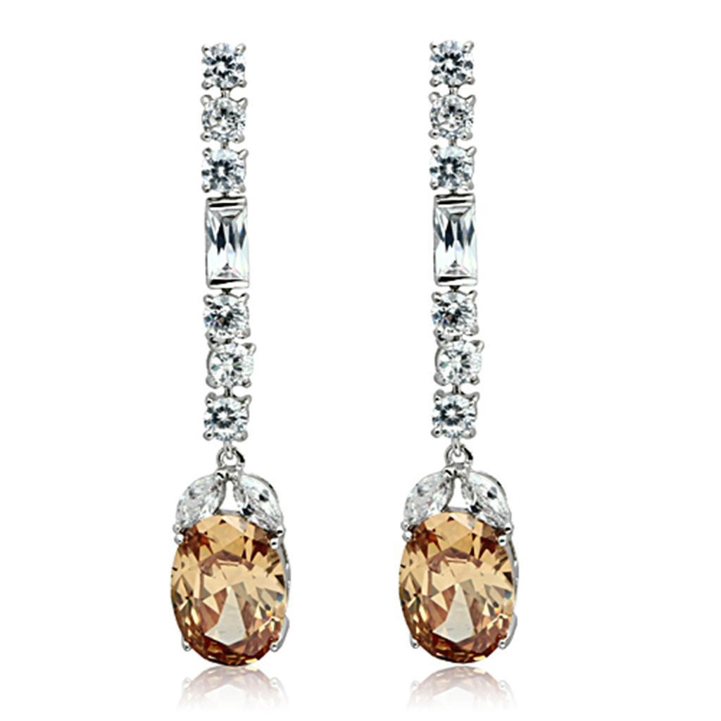 LO2326 - Rhodium Brass Jewelry Sets with AAA Grade CZ  in Champagne Elsy Style Jewelry Sets