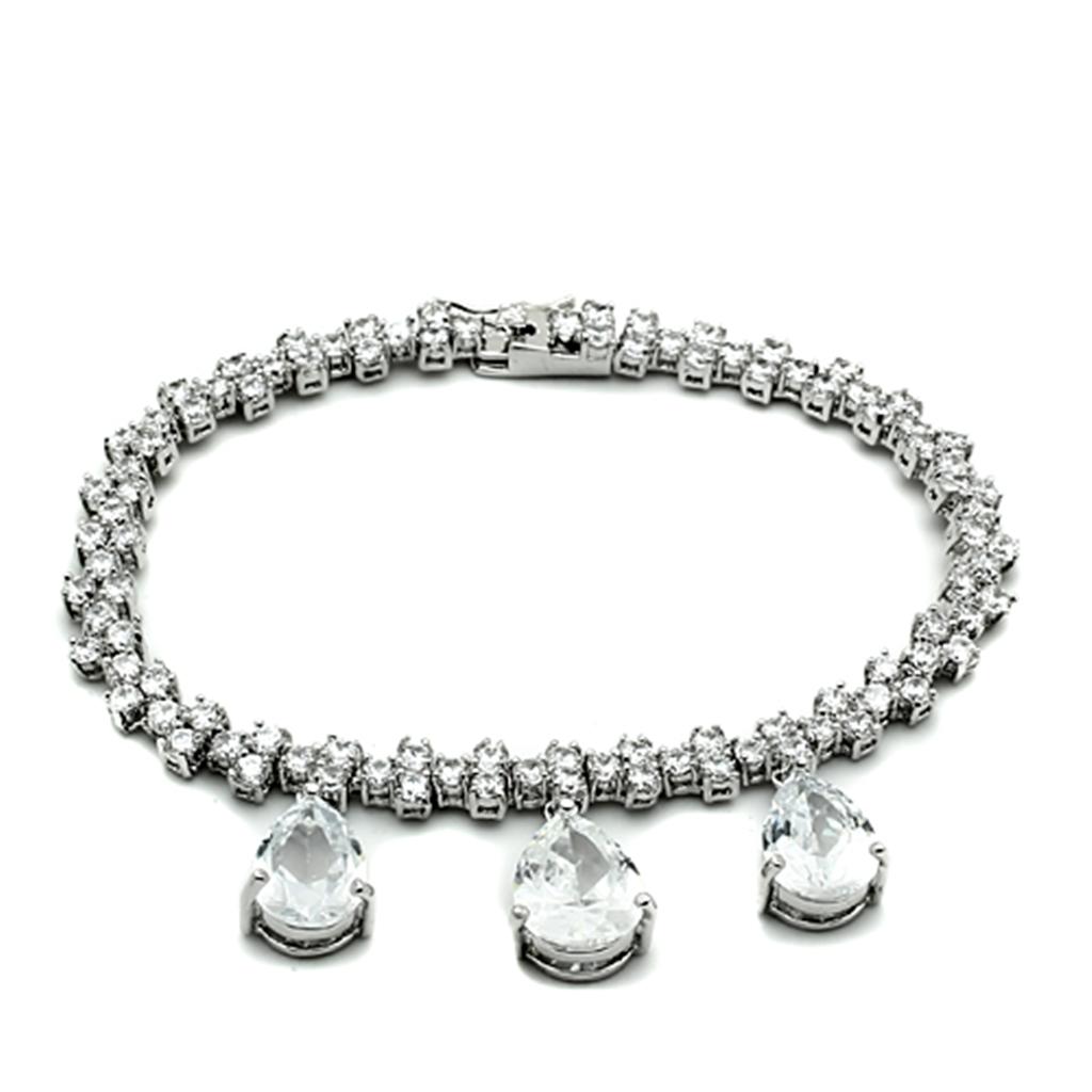 LO2334 - Rhodium Brass Jewelry Sets with AAA Grade CZ  in Clear Elsy Style Jewelry Sets