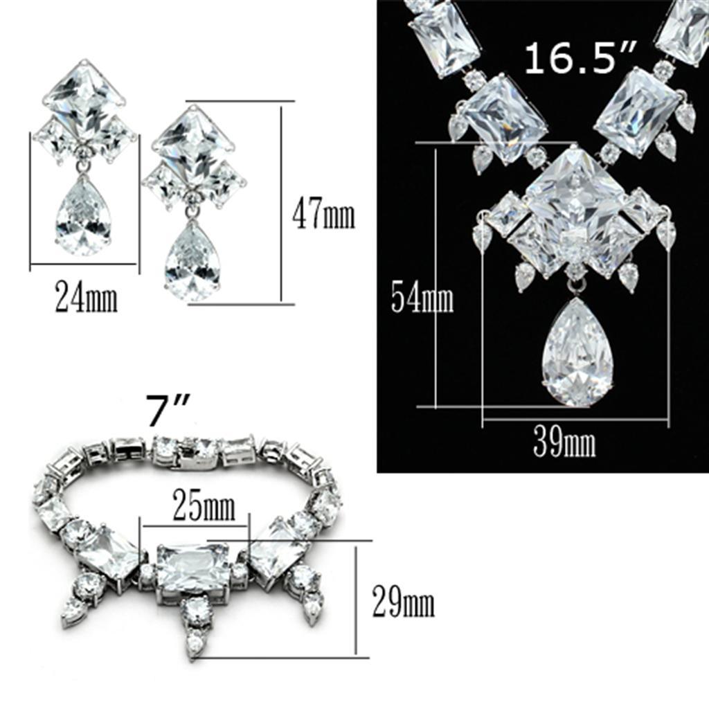 LO2353 - Rhodium Brass Jewelry Sets with AAA Grade CZ  in Clear Elsy Style Jewelry Sets