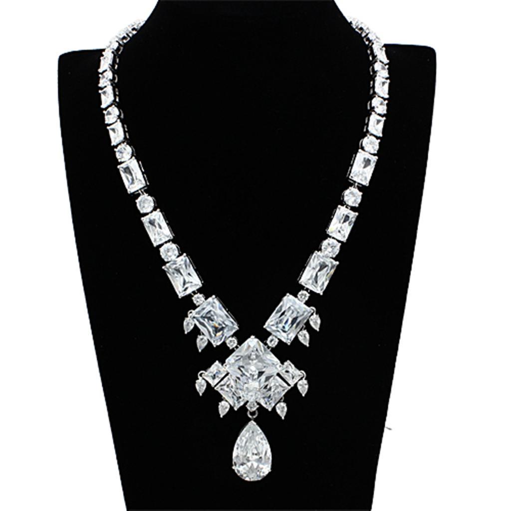 LO2353 - Rhodium Brass Jewelry Sets with AAA Grade CZ  in Clear Elsy Style Jewelry Sets