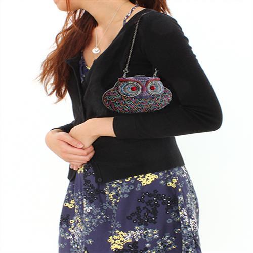 LO2368 - Ruthenium White Metal Clutch with Top Grade Crystal  in Multi Color Elsy Style Clutch